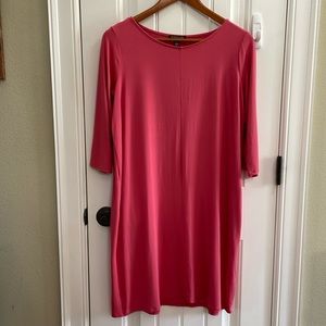 🌺EILEEN FISHER Raspberry Dress With 3/4 Sleeves Size Small